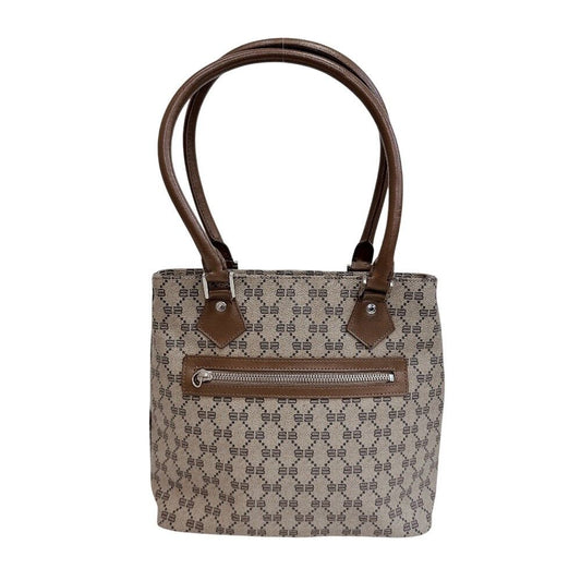 Balenciaga All Over Print BB Pattern Handbag Brown