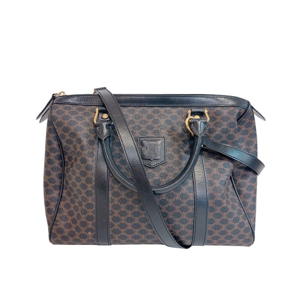 Celine Macadam Leather Boston Bag Brown