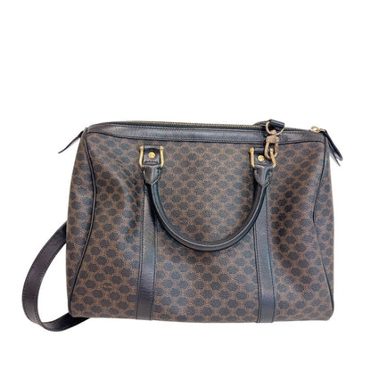 Celine Macadam Leather Boston Bag Brown