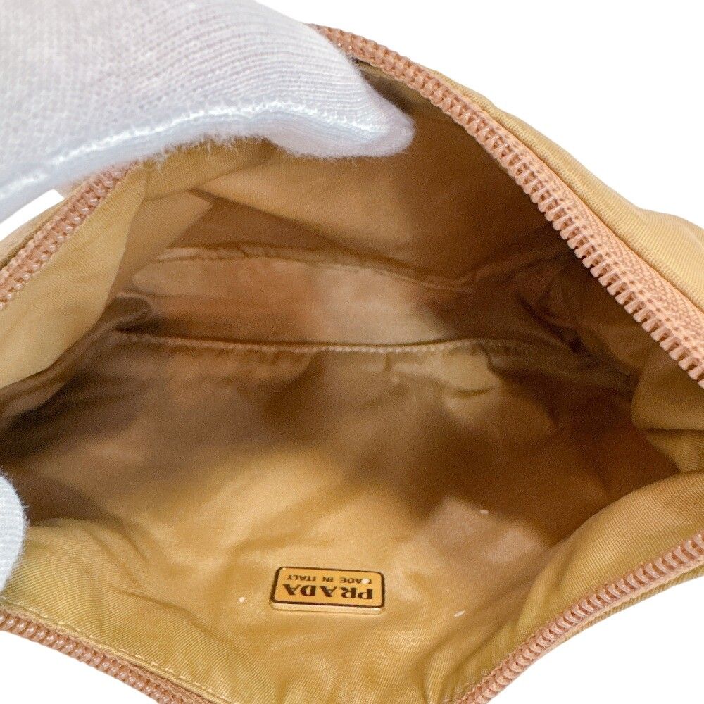 Prada Triangle Logo Nylon Pouch Beige — view 6