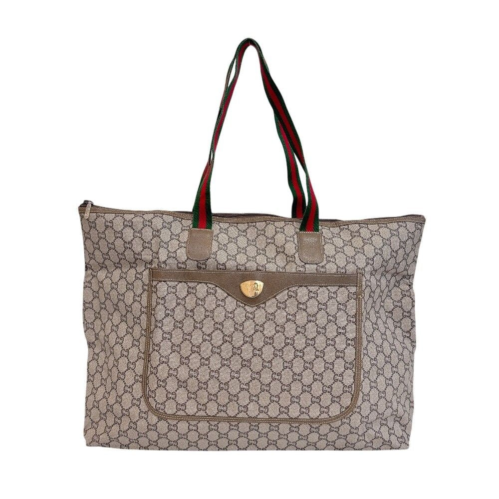 Gucci GG Plus Sherry Line Tote Bag Beige