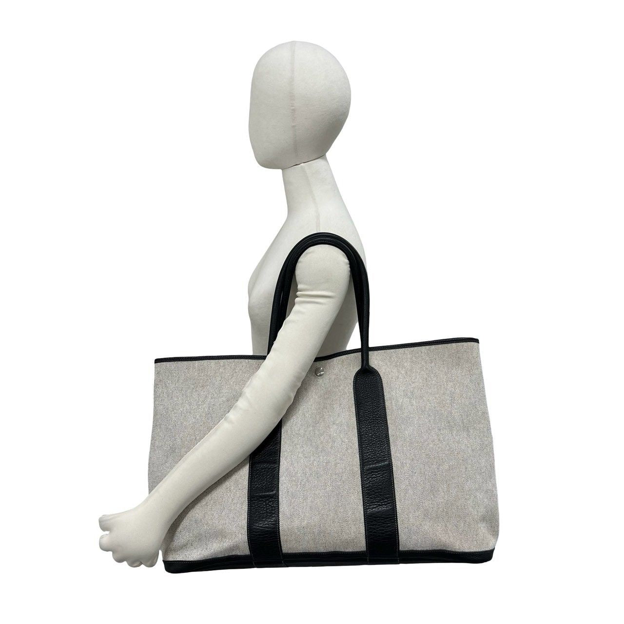 Hermes Garden Party GM Toile H Negonda Tote Bag Ecru Noir — view 2