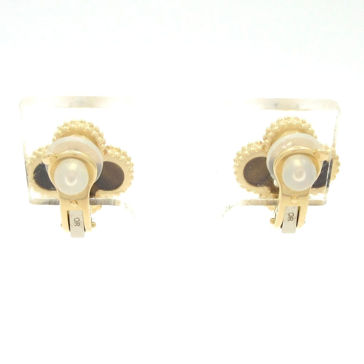 Van Cleef & Arpels Earrings Vintage Alhambra 18k Yellow Gold Dark Brown Clip — view 3