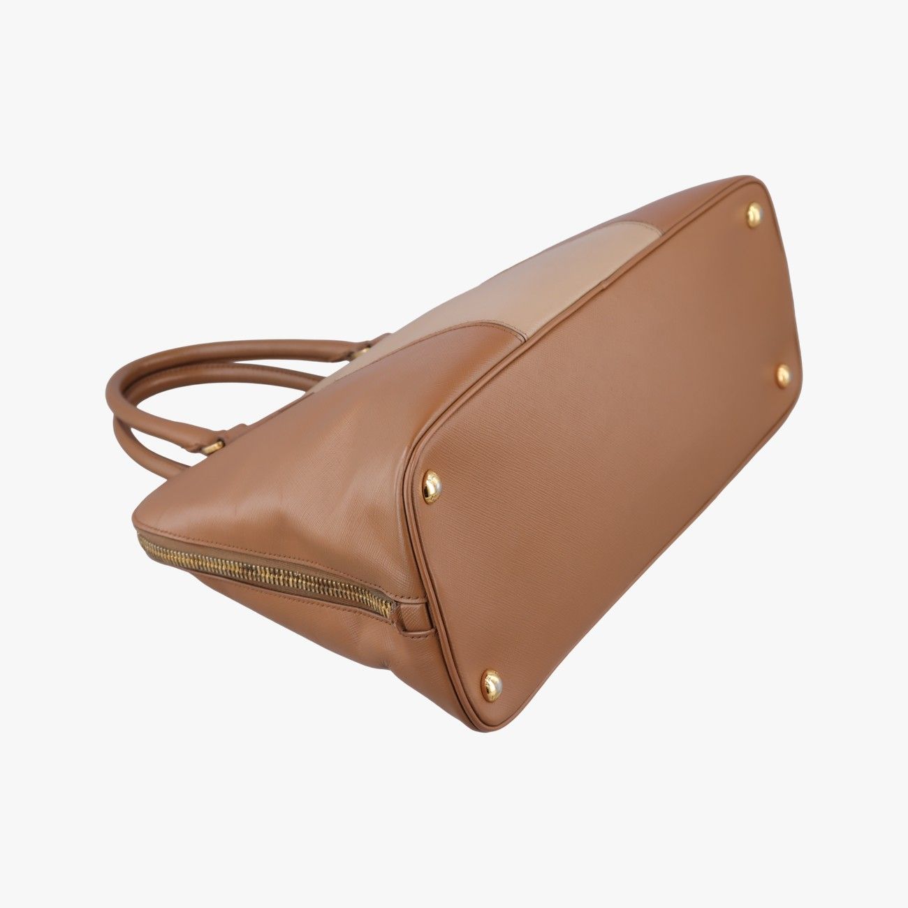 Prada Promenade Brown Beige Saffiano Leather 180 10 — view 7