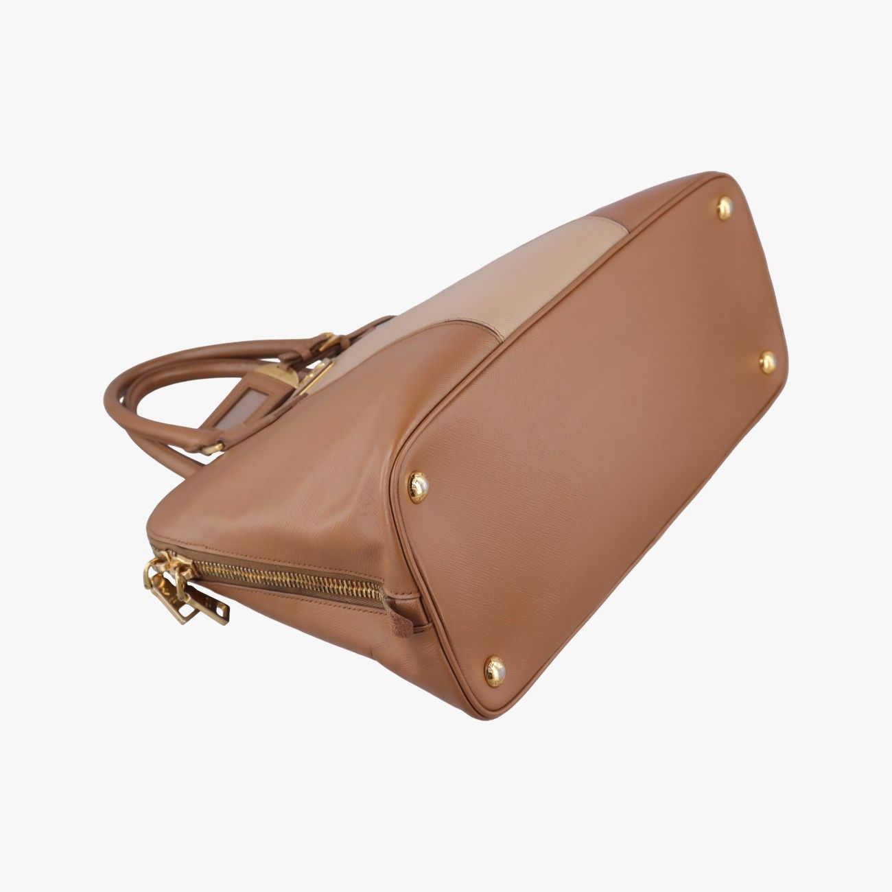Prada Promenade Brown Beige Saffiano Leather 180 10 — view 5