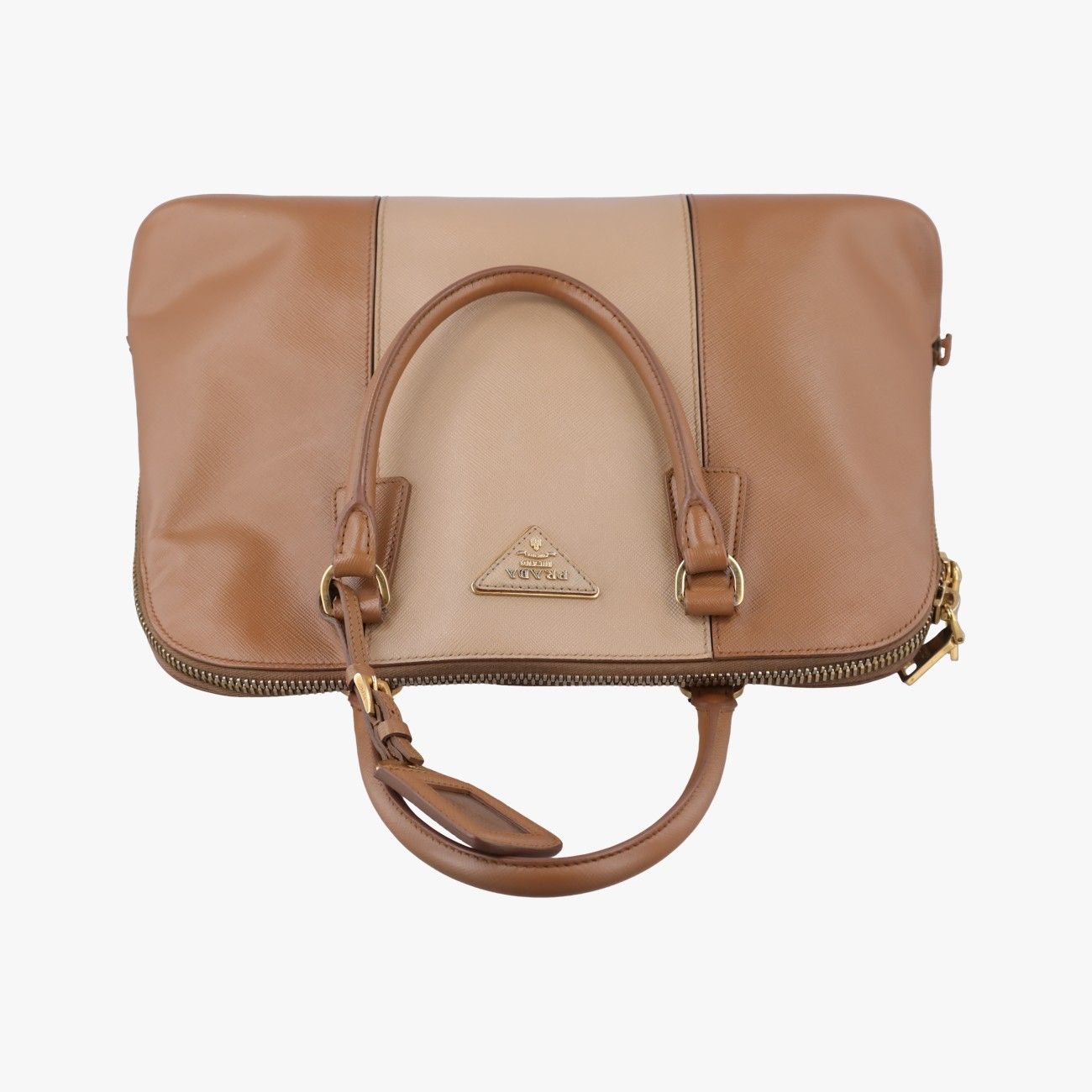 Prada Promenade Brown Beige Saffiano Leather 180 10 — view 8