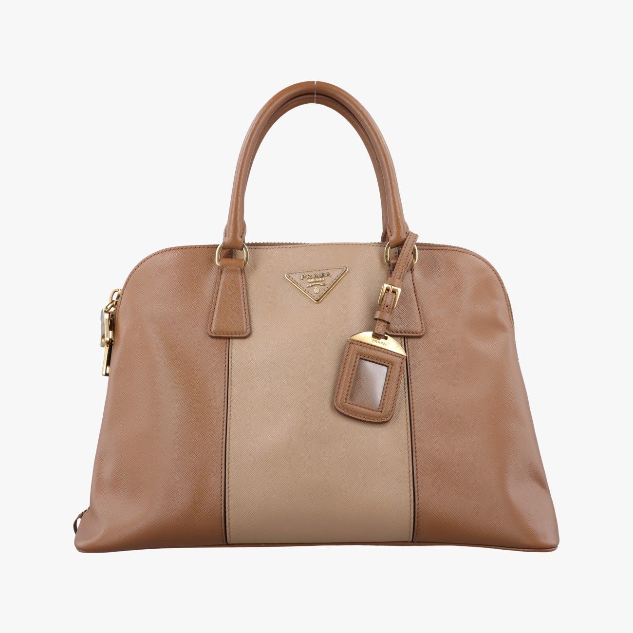 Prada Promenade Brown Beige Saffiano Leather 180 10