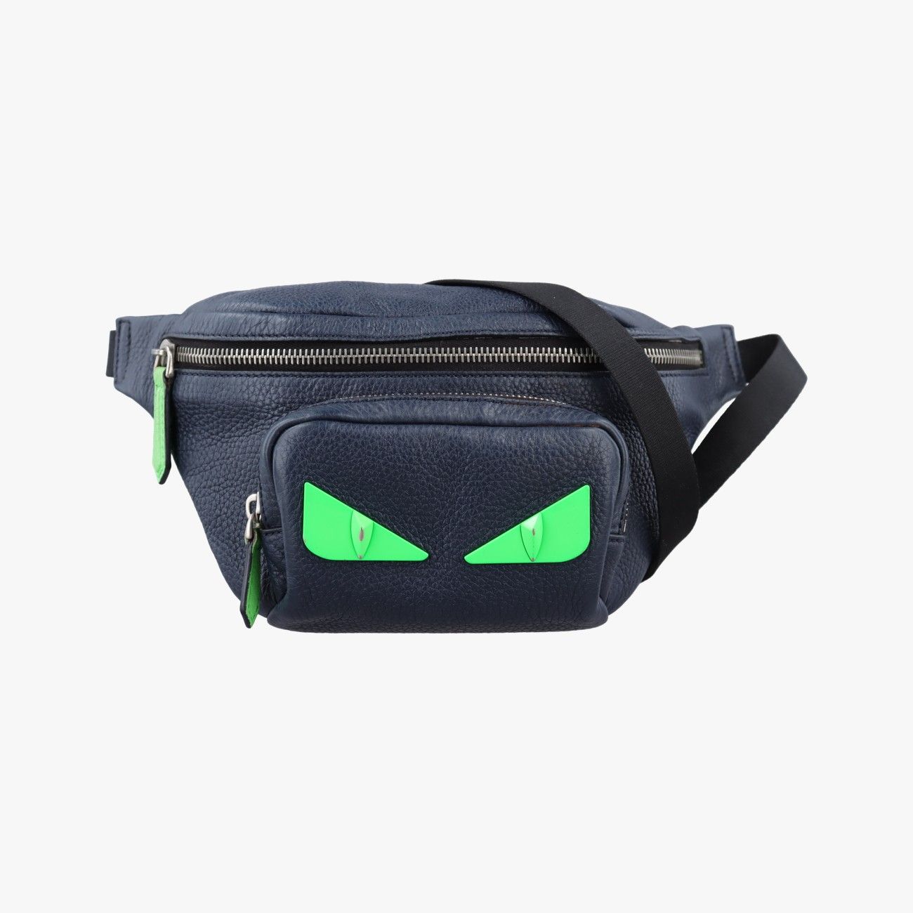 Fendi Pecan Amore Logo Navy Leather Handbag