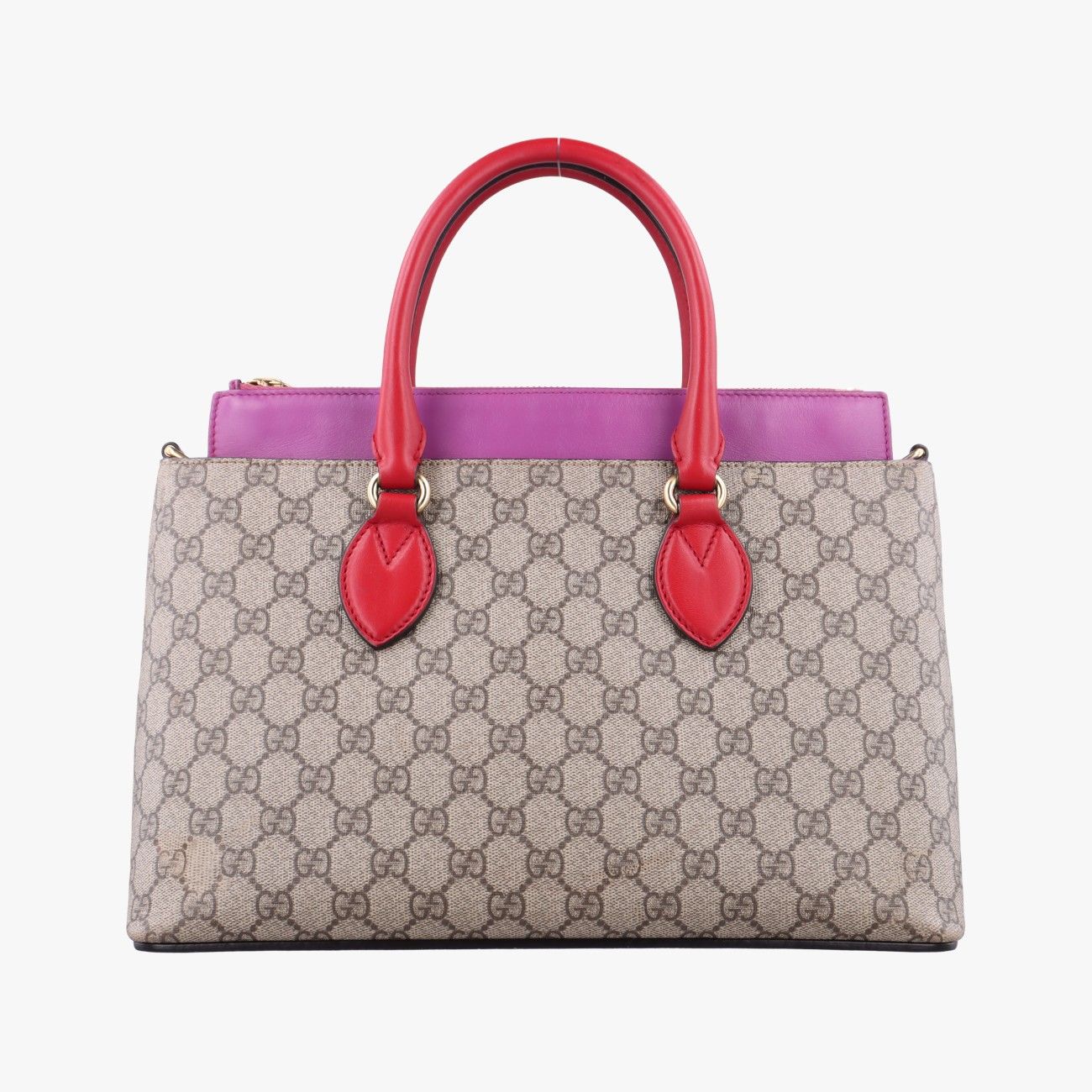 Gucci GG Supreme Beige Pink Red Leather