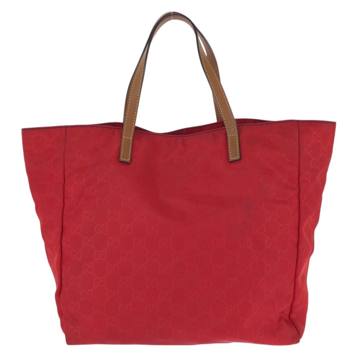 Gucci GG Nylon Red Brown Gold Tote Bag — view 2