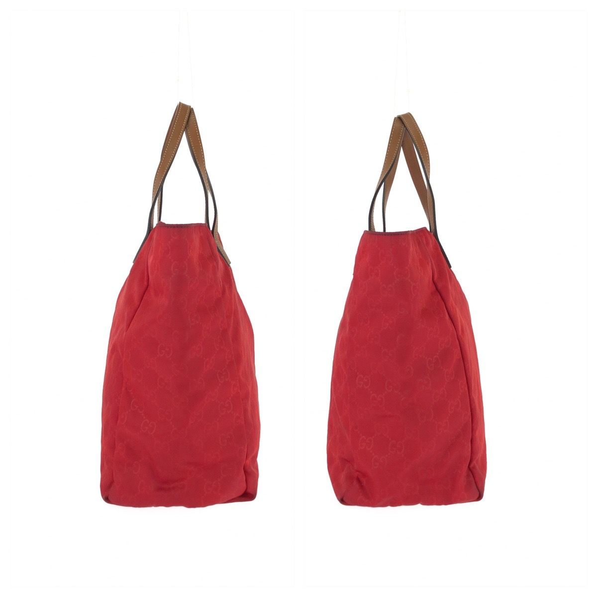 Gucci GG Nylon Red Brown Gold Tote Bag — view 8