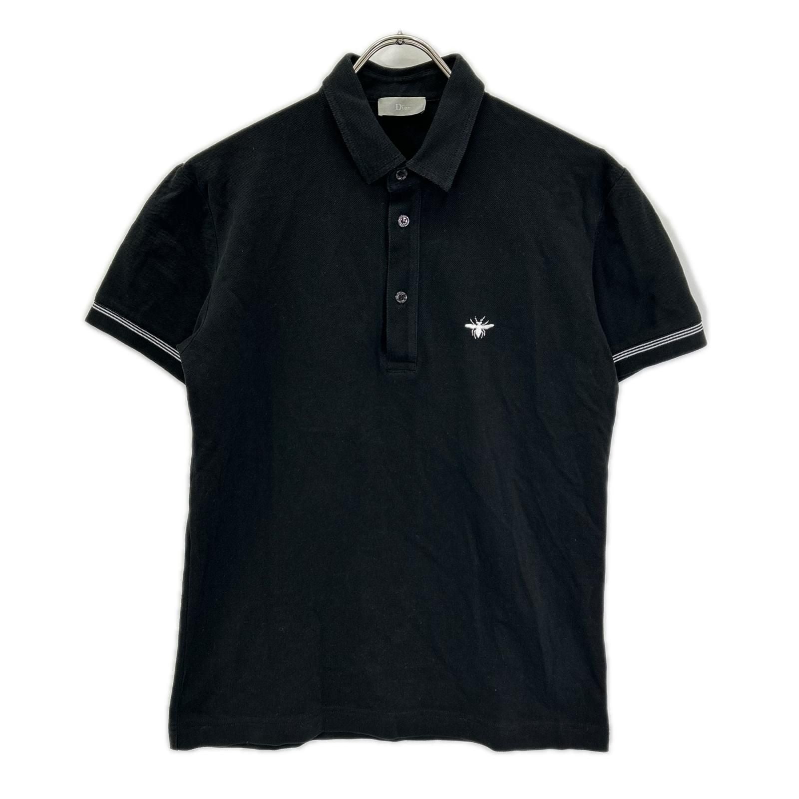 Dior Black Bee Pique Polo Shirt 46