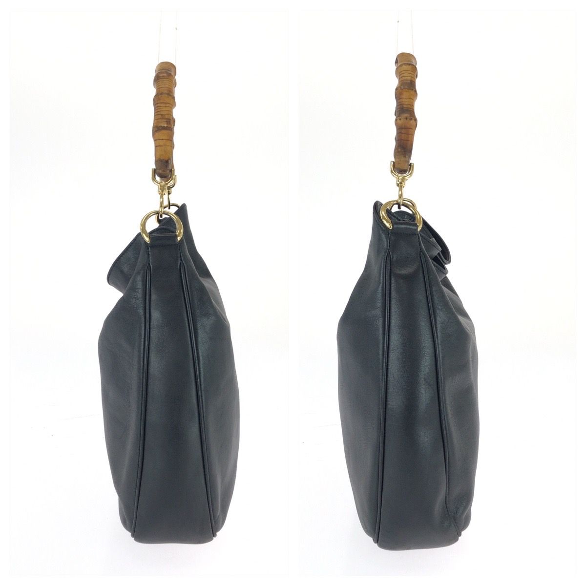 Gucci Bamboo Hobo 2-Way Black Gold Leather Shoulder Bag — view 8