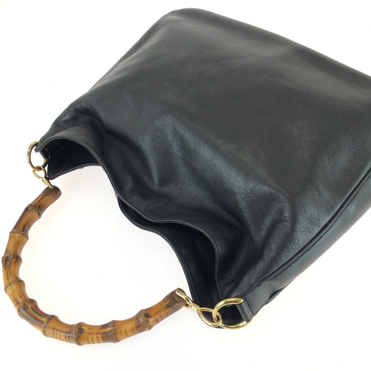 Gucci Bamboo Hobo 2-Way Black Gold Leather Shoulder Bag — view 5