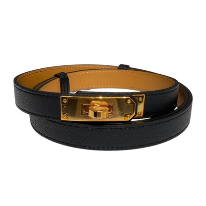 Hermes Belt Kelly 18 Epsom Buckle Noir Black Brown Gold
