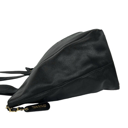 Chanel Vintage CC Logo Caviar Leather Tote Bag Black — view 5
