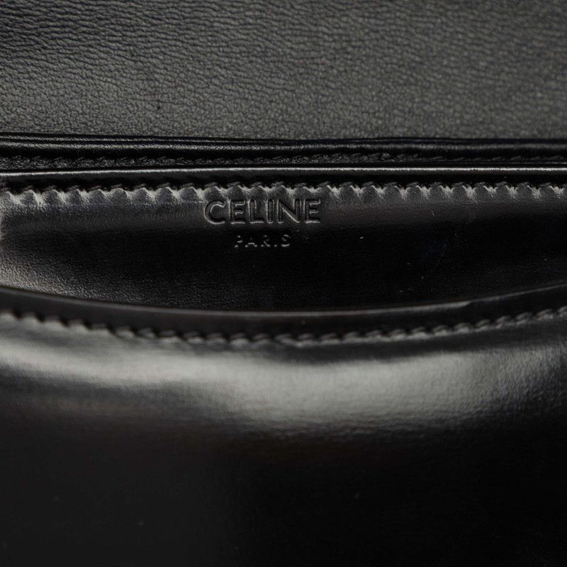 Celine Triomphe Besace Clair Chain Shoulder Bag Black Leather — view 4