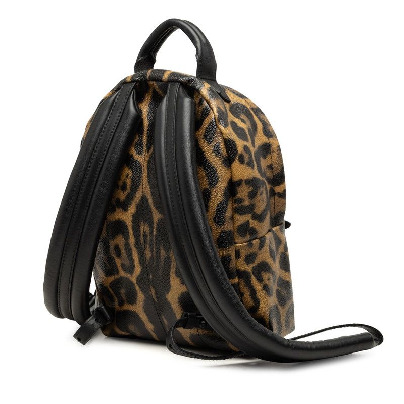 Louis Vuitton Animal Print Leopard Palm Springs Backpack PM Black Brown Leather — view 2