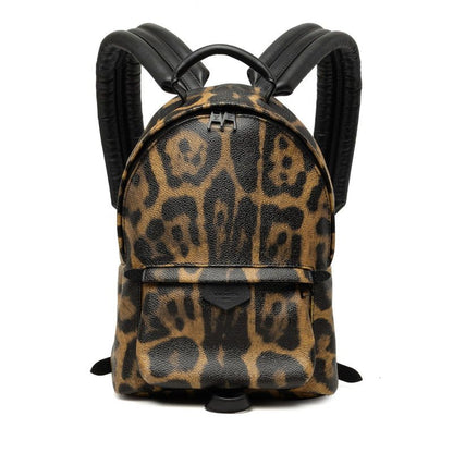 Louis Vuitton Animal Print Leopard Palm Springs Backpack PM Black Brown Leather