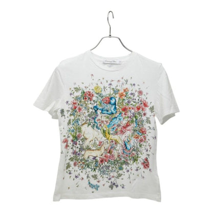 Dior Constellation Flower Print Short Sleeve T-Shirt White Multicolor Cotton XS