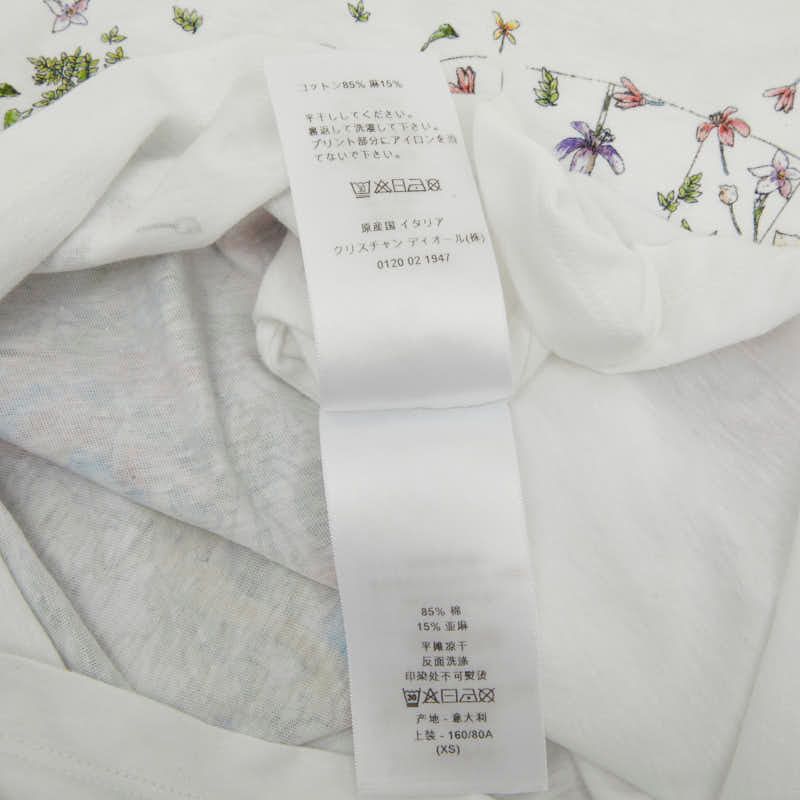 Dior Constellation Flower Print Short Sleeve T-Shirt White Multicolor Cotton XS — view 5
