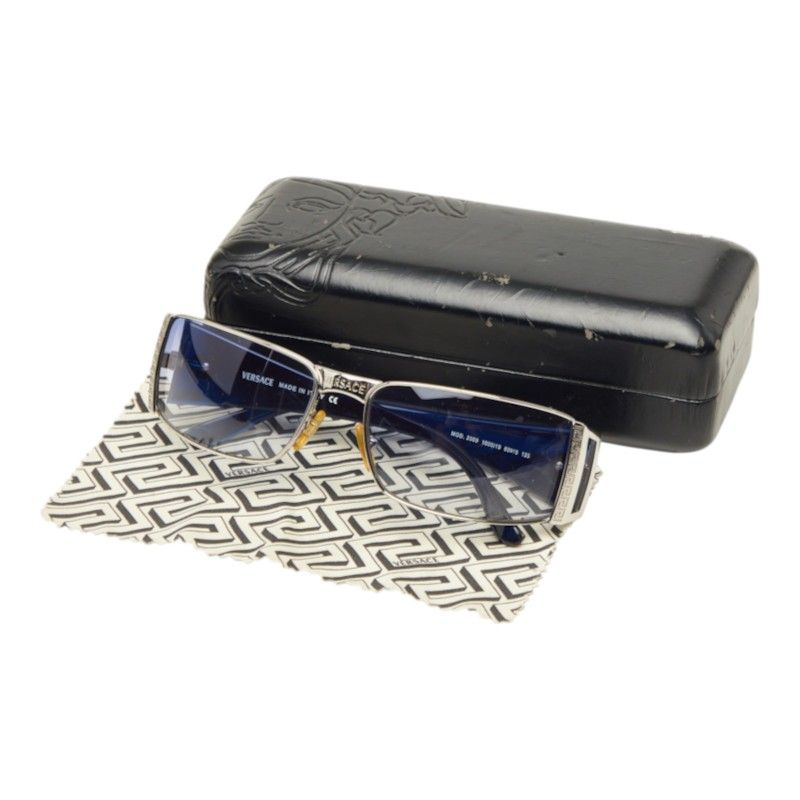 Versace Medusa Sunglasses Blue Silver Acetate Metal Eyewear — view 7