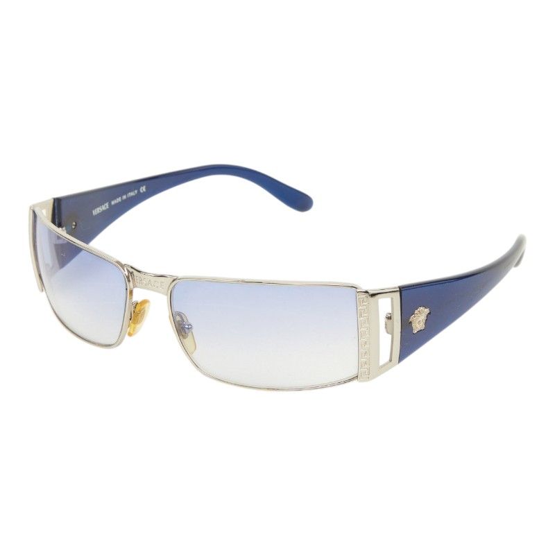 Versace Medusa Sunglasses Blue Silver Acetate Metal Eyewear