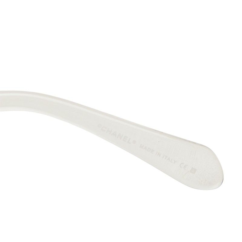 Chanel CC Logo Rimless Sunglasses Eyewear Brown Clear Silver Acetate Metal — view 6