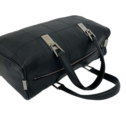 Chanel Choco Bar CC Logo Leather Mini Boston Bag Black — view 4