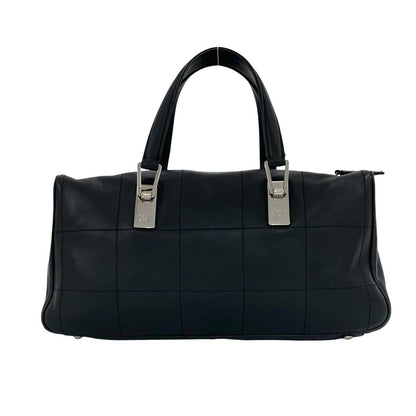 Chanel Choco Bar CC Logo Leather Mini Boston Bag Black — view 3