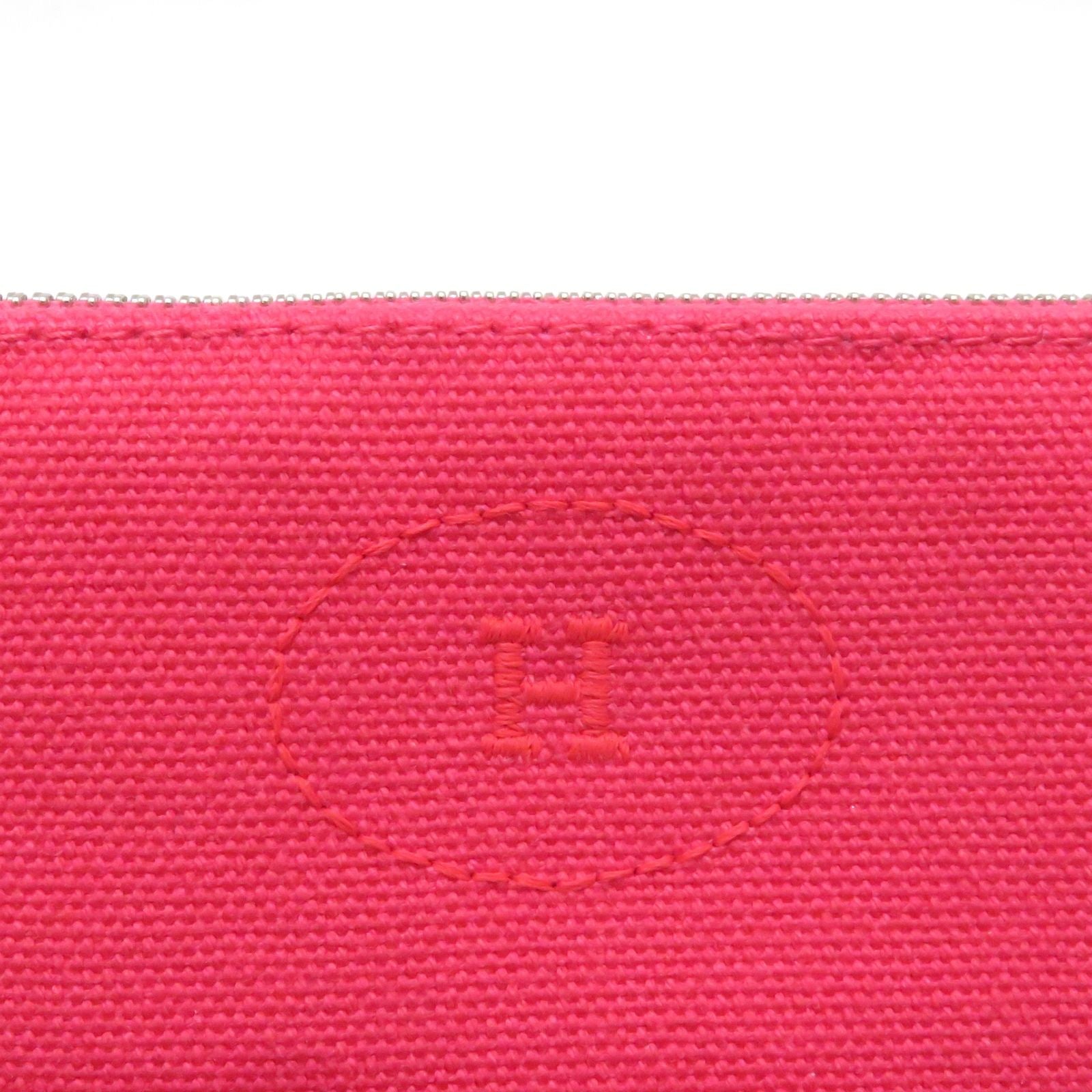 Hermes Bolide Pouch Mini Hibiscus Silver 06 Canvas — view 8