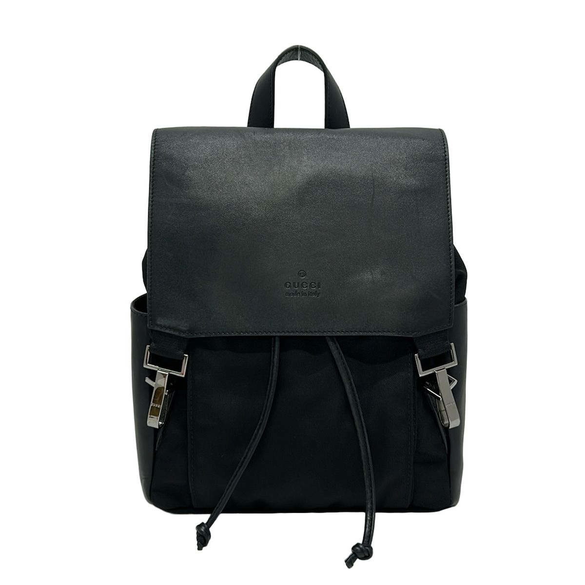 Gucci Backpack Black Drawstring Leather