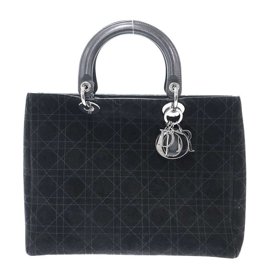 Dior Lady Cannage Suede Handbag Black