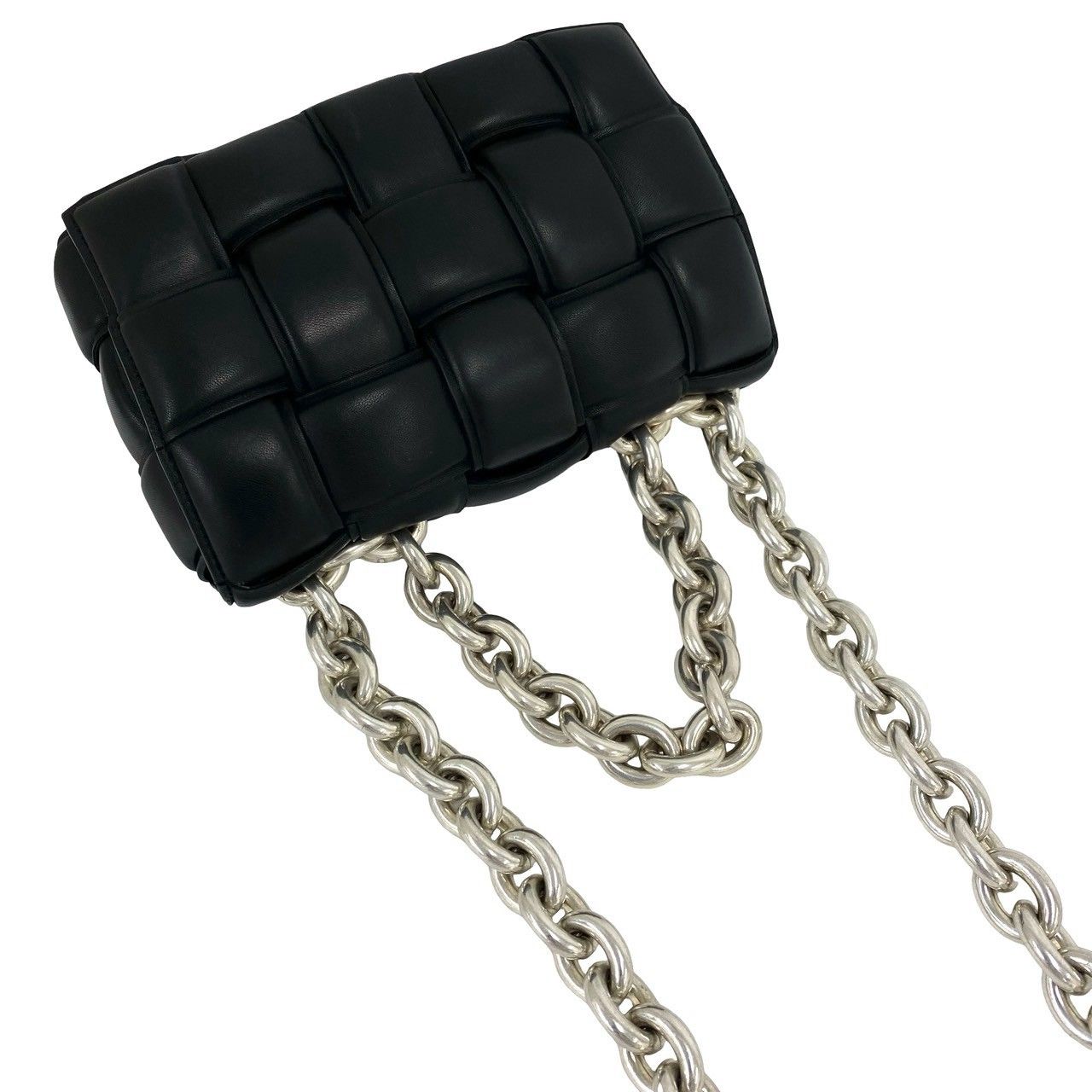 Bottega Veneta Padded Cassette Chain Leather Shoulder Bag Pochette Black — view 4