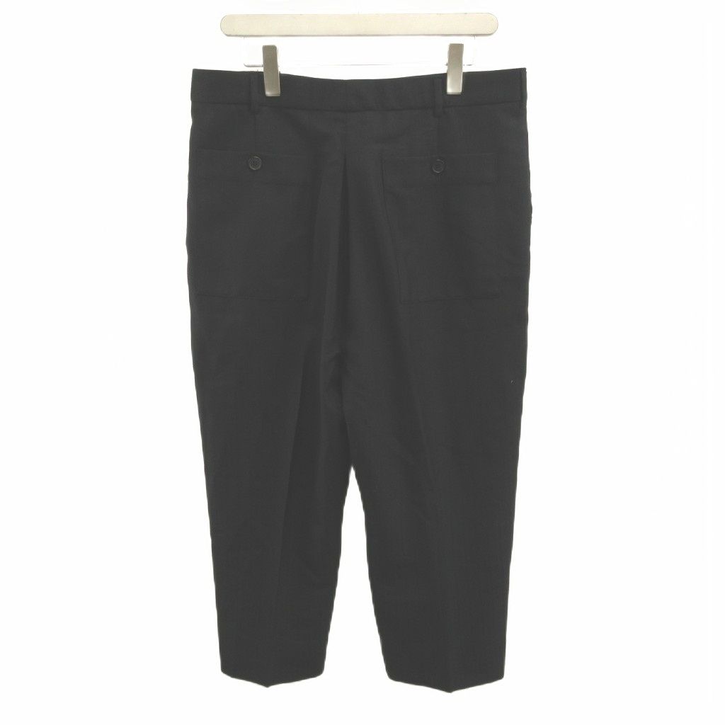 Saint Laurent Paris Trousers Pants Wide Wool Single-pleat Black Cropped 48 — view 2