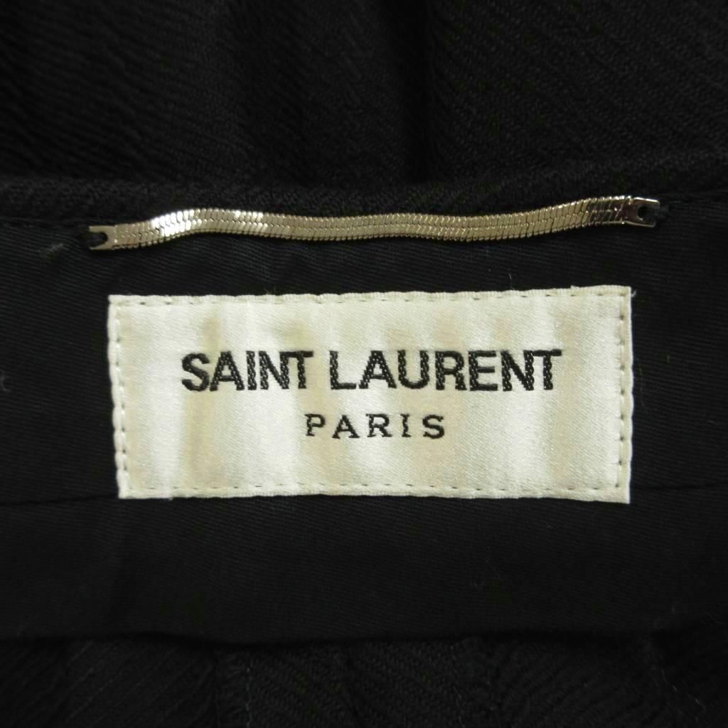 Saint Laurent Paris Trousers Pants Wide Wool Single-pleat Black Cropped 48 — view 3