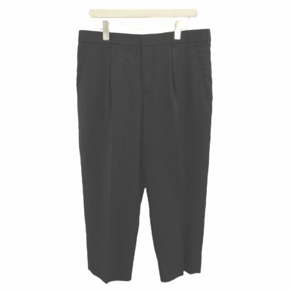 Saint Laurent Paris Trousers Pants Wide Wool Single-pleat Black Cropped 48