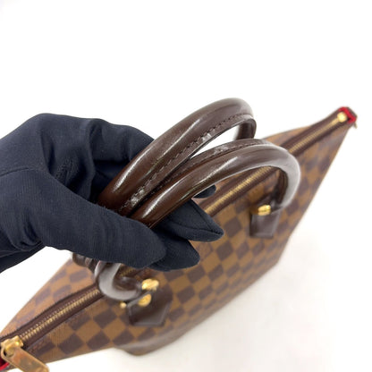 Louis Vuitton Saleya PM Damier Ebene Leather Brown Tote Bag Gold — view 5