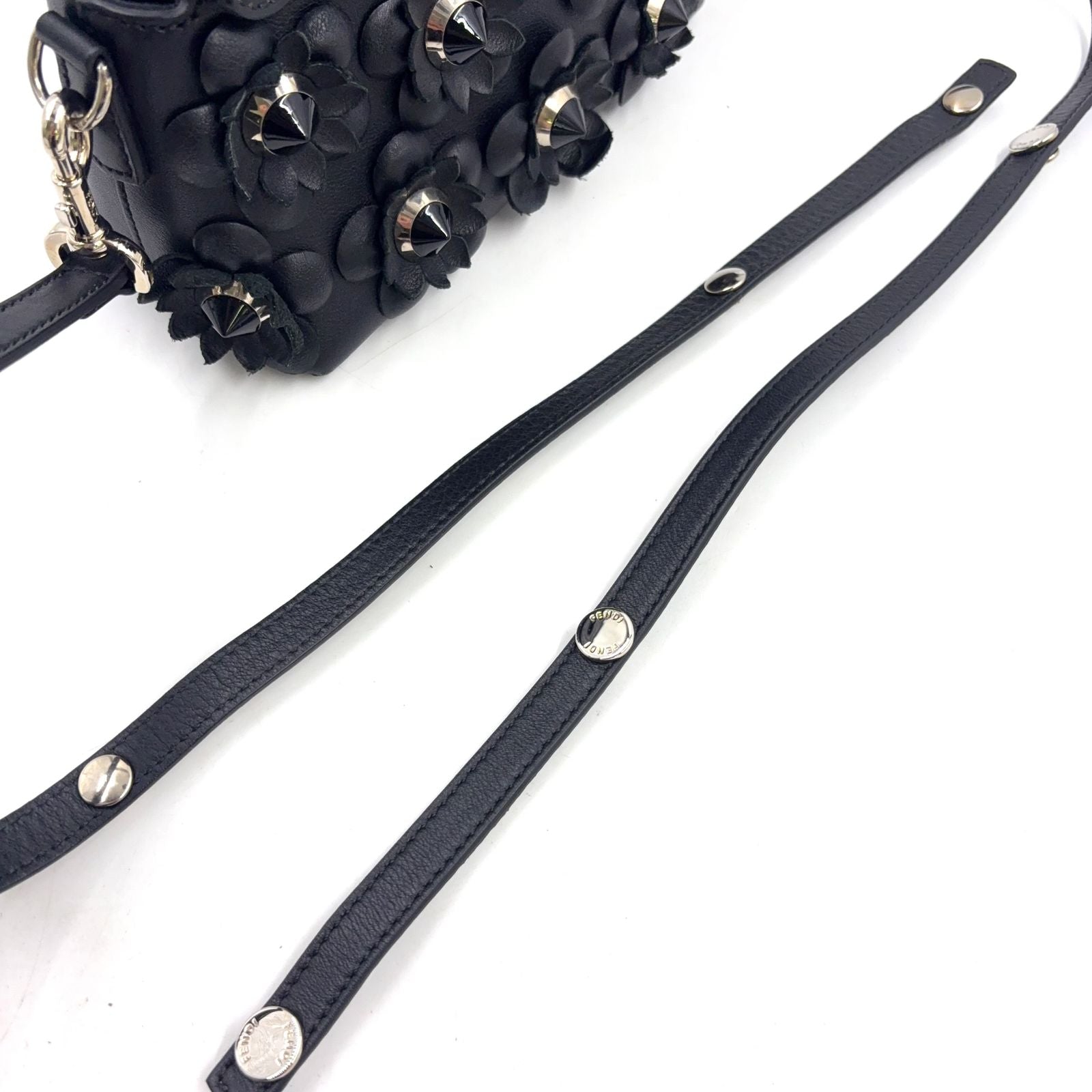Fendi by the Way Flowerland 2-Way Calfskin Black Handbag Silver — view 7