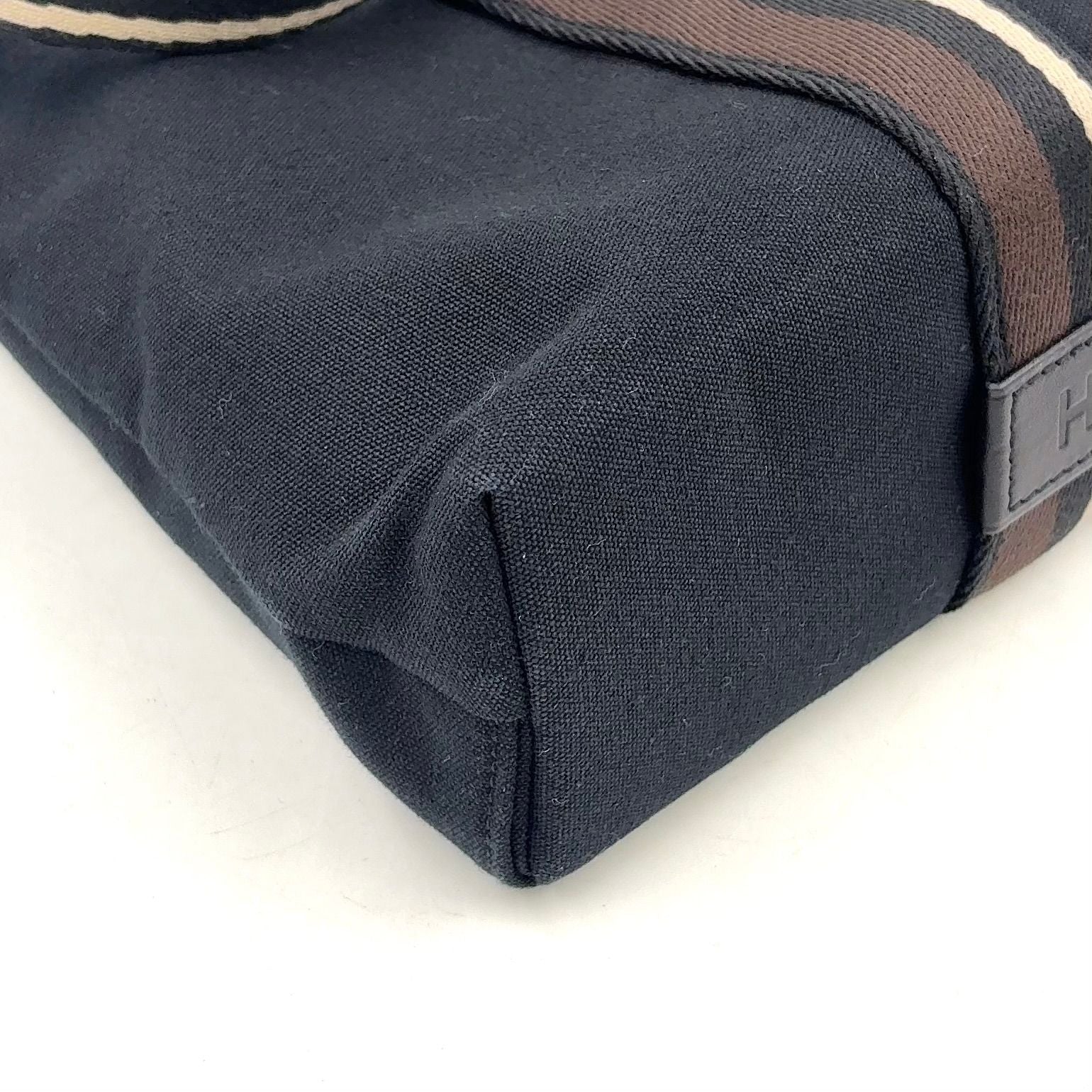 Hermes Troca Horizontal Leather Canvas Brown Black Beige Tote Bag Silver — view 6