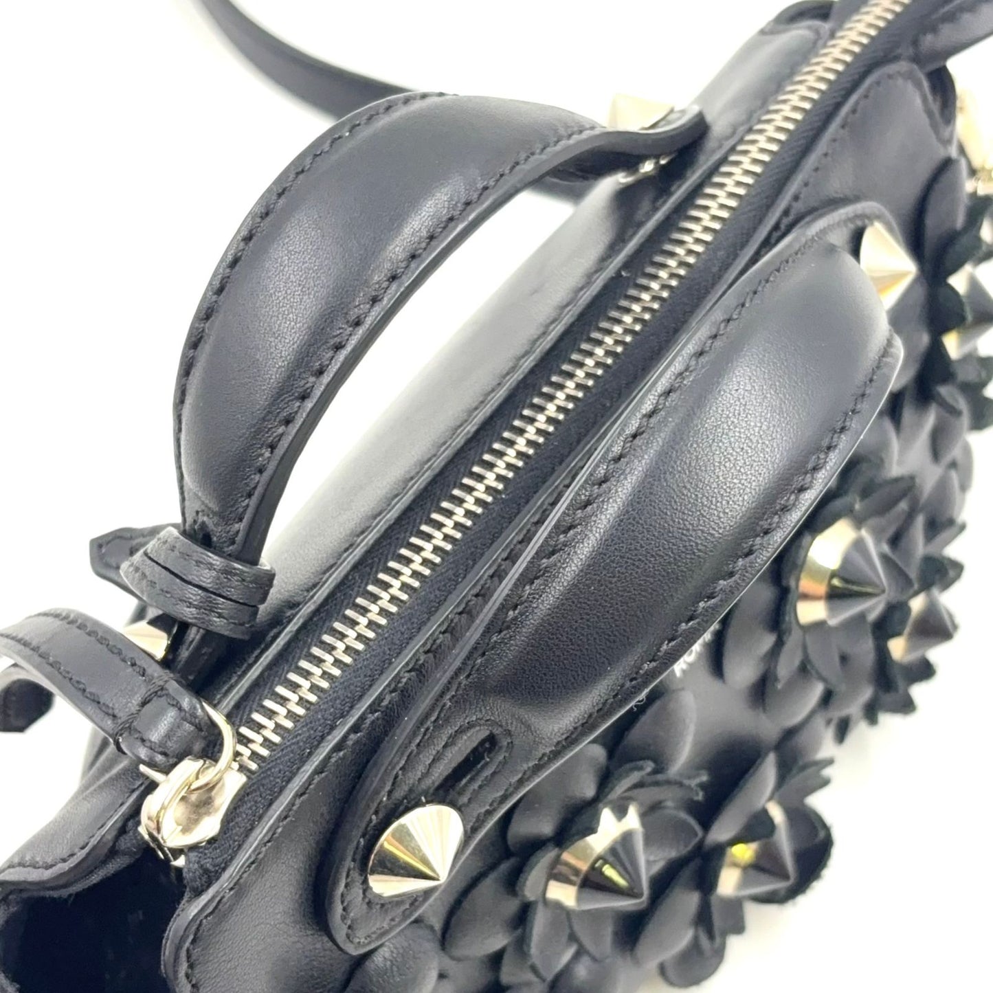 Fendi by the Way Flowerland 2-Way Calfskin Black Handbag Silver — view 6