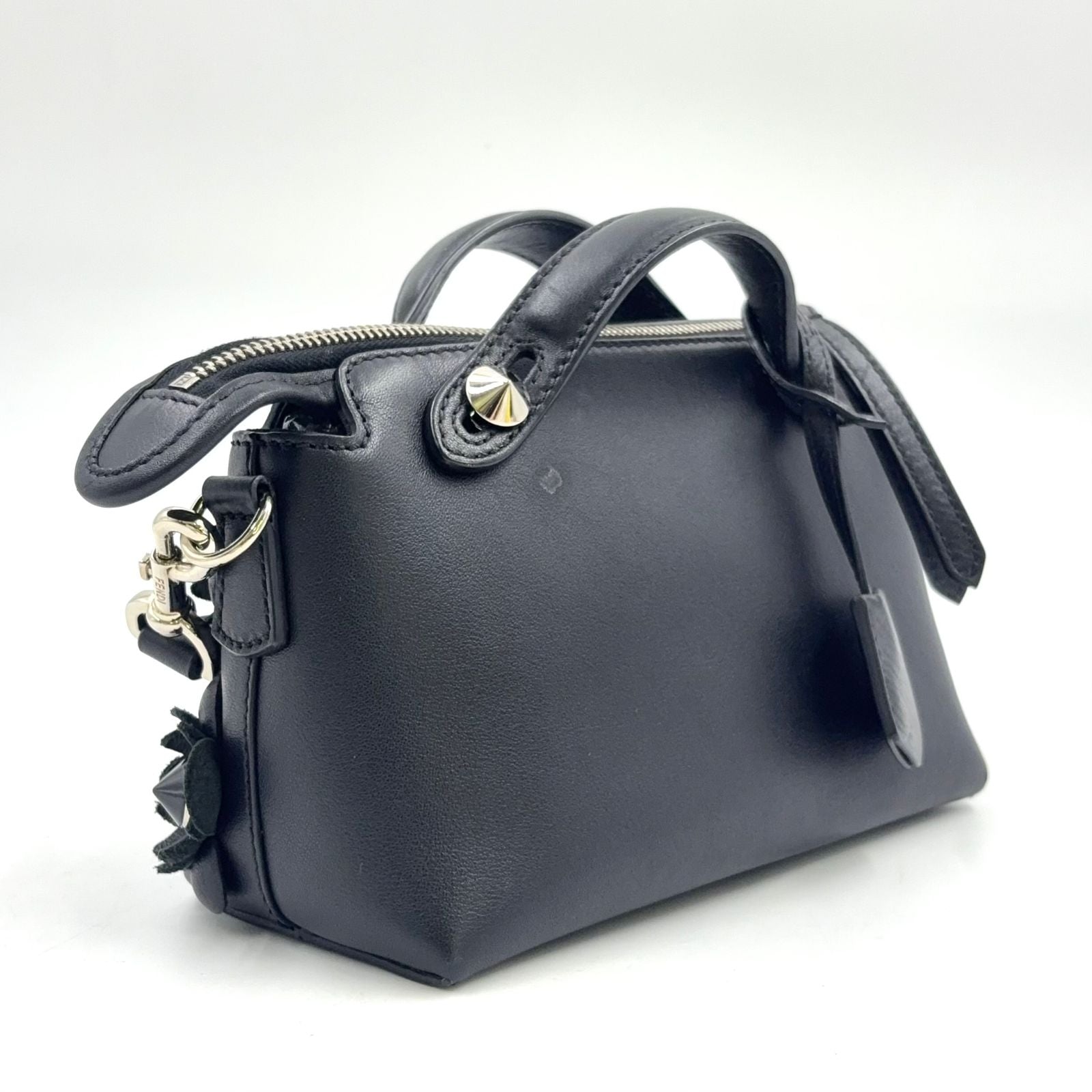 Fendi by the Way Flowerland 2-Way Calfskin Black Handbag Silver — view 2