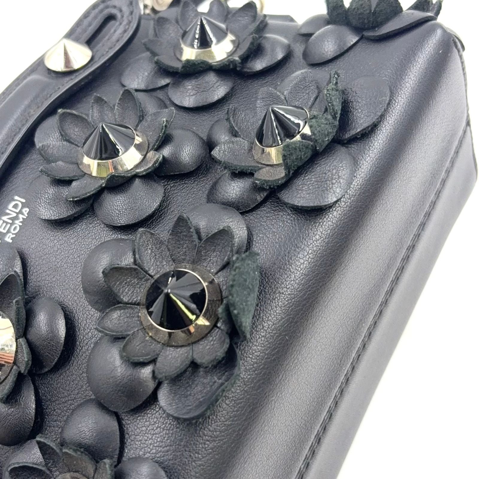 Fendi by the Way Flowerland 2-Way Calfskin Black Handbag Silver — view 8