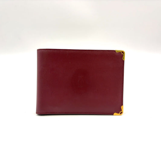Cartier Must Line Leather Bordeaux Bifold Wallet Gold