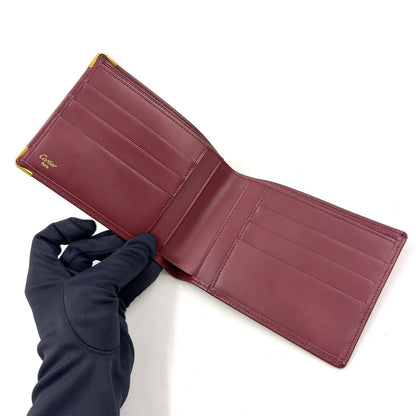 Cartier Must Line Leather Bordeaux Bifold Wallet Gold — view 3