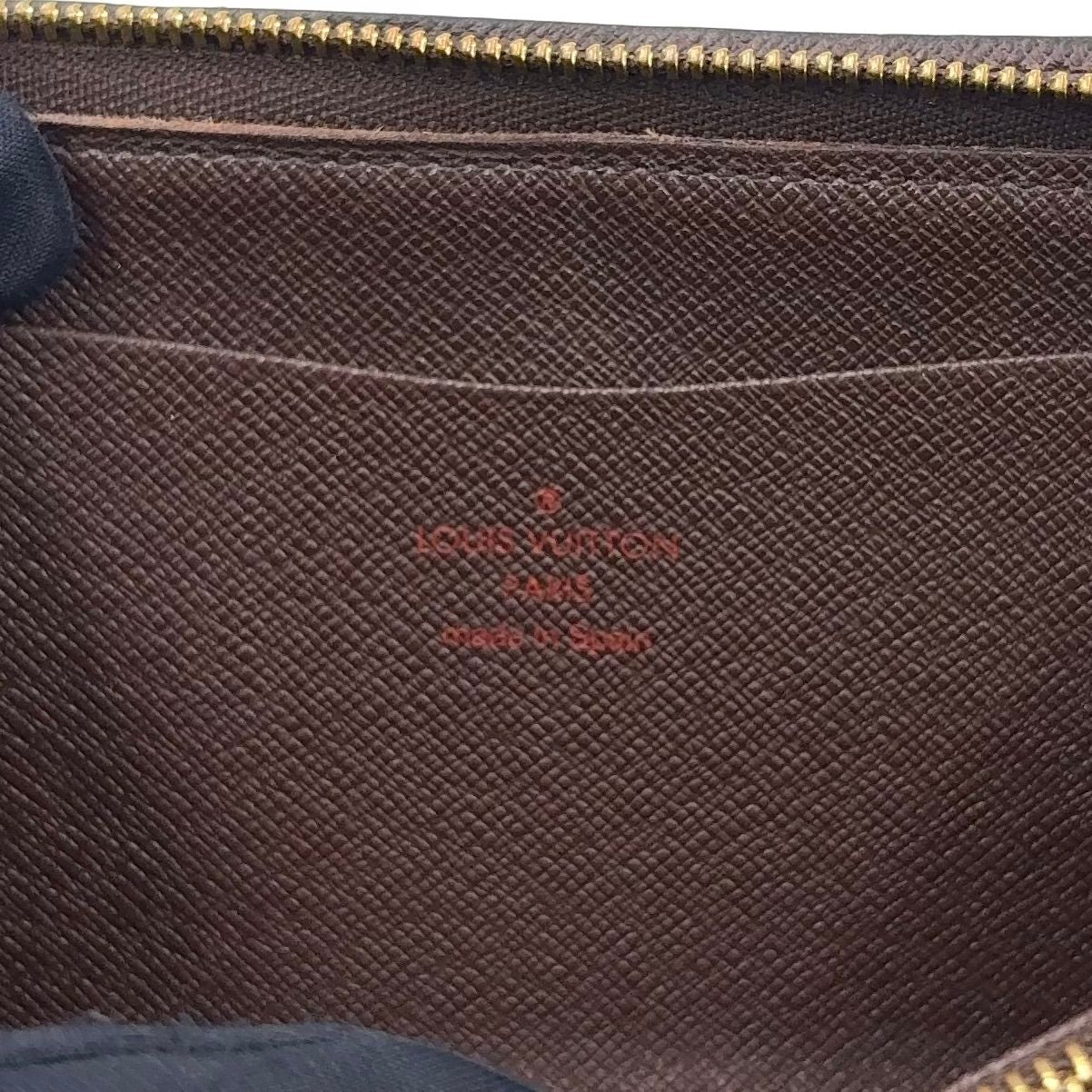 Louis Vuitton Porto Monnaie Zip Damier Ebene Brown Round Zippy Wallet Gold — view 4