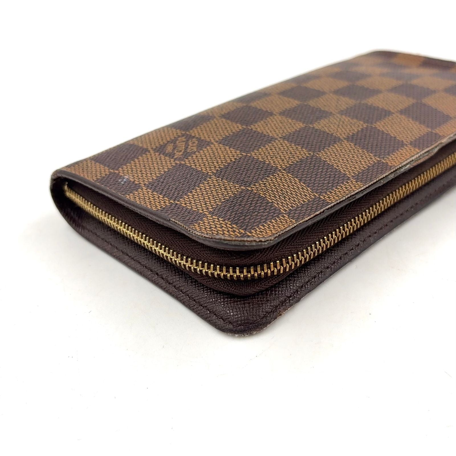 Louis Vuitton Porto Monnaie Zip Damier Ebene Brown Round Zippy Wallet Gold — view 5