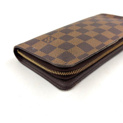 Louis Vuitton Porto Monnaie Zip Damier Ebene Brown Round Zippy Wallet Gold — view 5