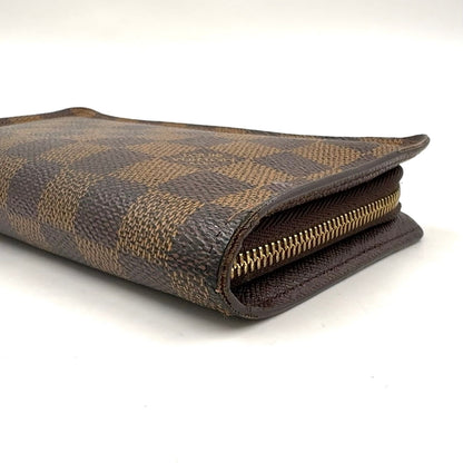 Louis Vuitton Porto Monnaie Zip Damier Ebene Brown Round Zippy Wallet Gold — view 7