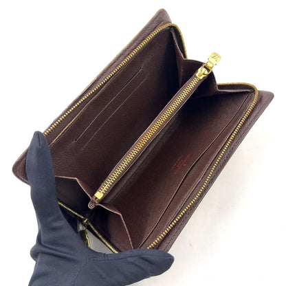 Louis Vuitton Porto Monnaie Zip Damier Ebene Brown Round Zippy Wallet Gold — view 3